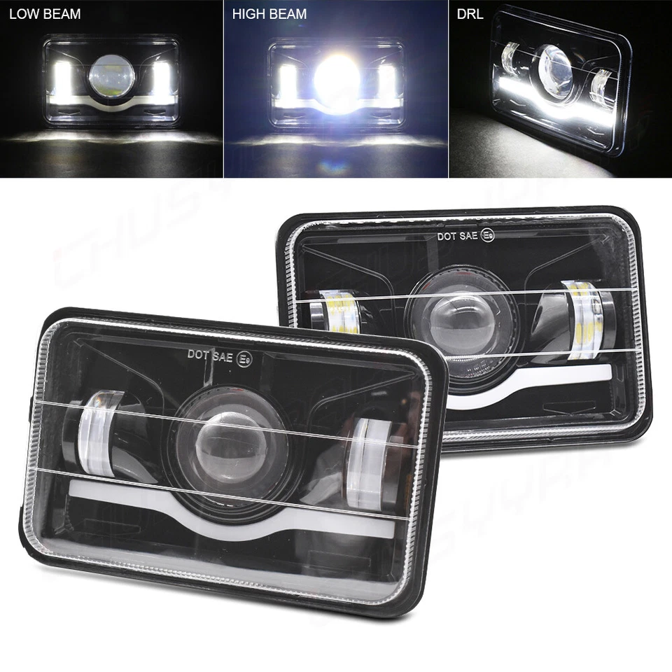 Faros LED cuadrados de haz alto bajo DRL de 4x6 pulgadas 4 piezas para Toyota Celica 1979-1981 Foto 3 de 4