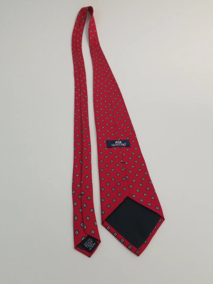 Neck Tie 59 Inch Long Men Necktie Stafford Red Blue Green Geometric Classic  - Image 4 of 4