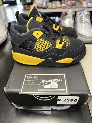 Jordan 4 Retro (TD) Toddlers Shoes Black-Tour Yellow BQ7670-017 - SIZE 9c | eBay