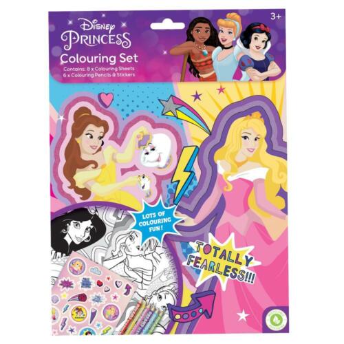 Disney Princess Colouring Set Book Kids Art Pencils & Stickers Travel Activity - Picture 1 of 3