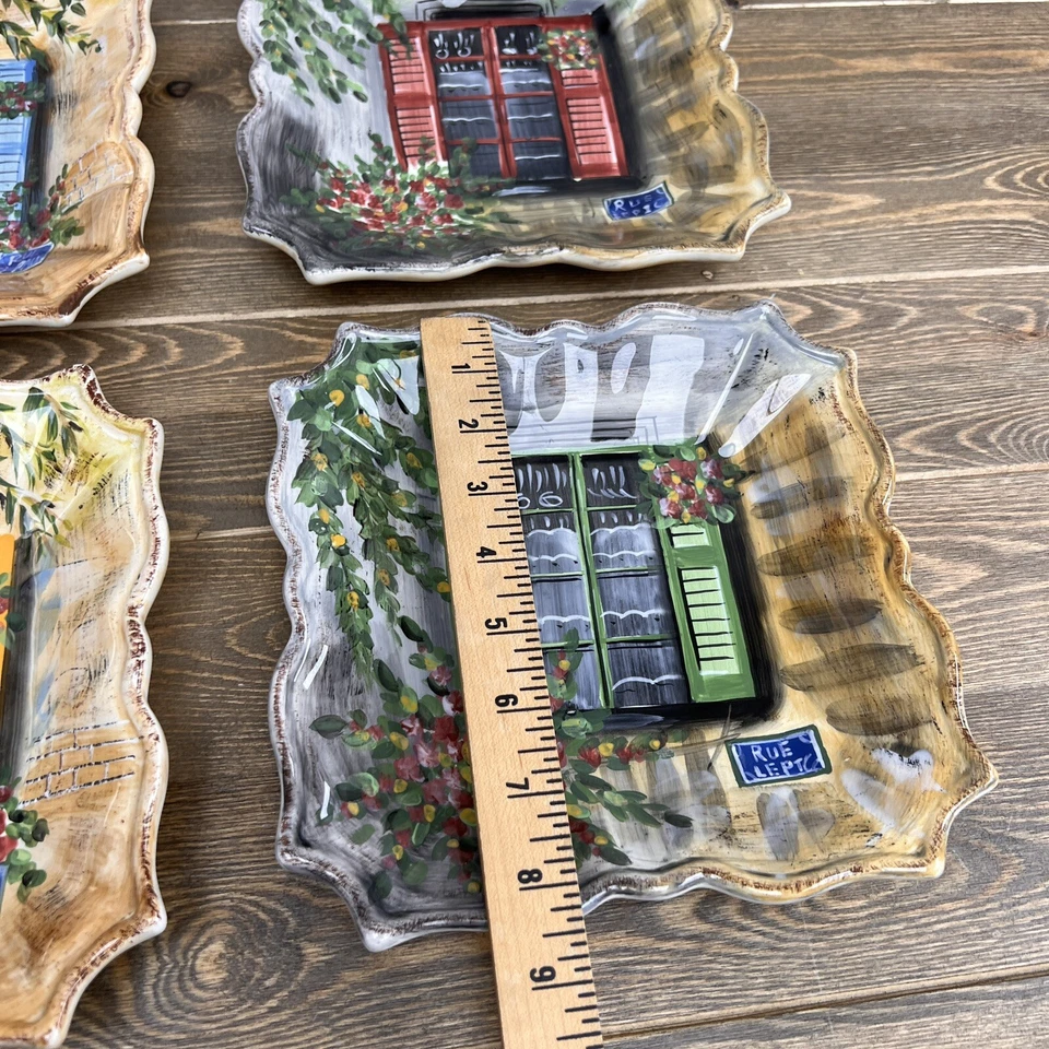 Set of 4 Tabletops Unlimited Rue de Paris Shutter 8 3/4" Square Plates - Image 2 of 4