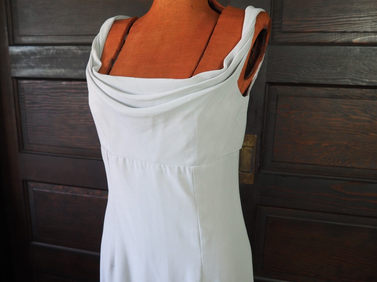 VTG 90s Bari Jay Gray Chiffon Maxi Formal Dress Sz 5-6 USA Union VTG 90s Bari Jay Gray Chiffon Maxi Formal Dress Sz 5-6 USA Union