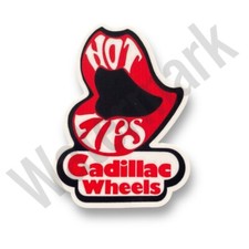Cadillac Wheels - Hot Lips Skateboard Sticker - Vintage 1970s Style Skate Decal