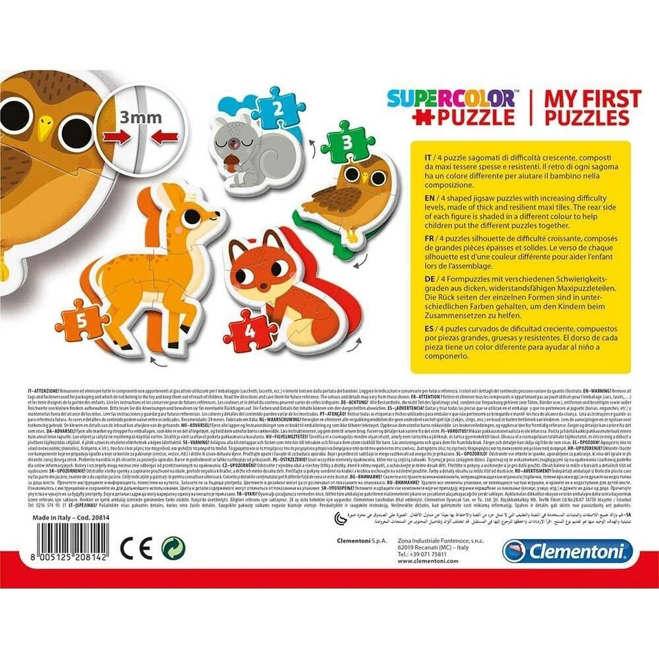 Puzzle My First Puzzle Supercolor Clementoni 4 Maxi Puzzle Sagomati Per Bambini - Immagine 2 di 3