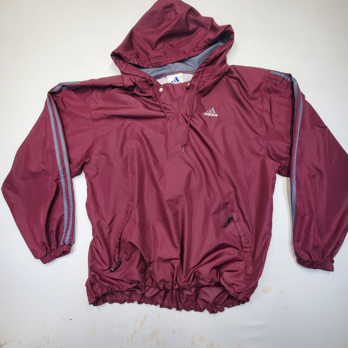 Vintage Adidas Track Jacket Mens L Large Red Windbreaker Vented