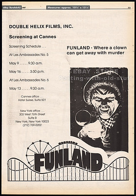 FUNLAND__Original 1987 Trade print AD / poster__Double Helix Films horror movie