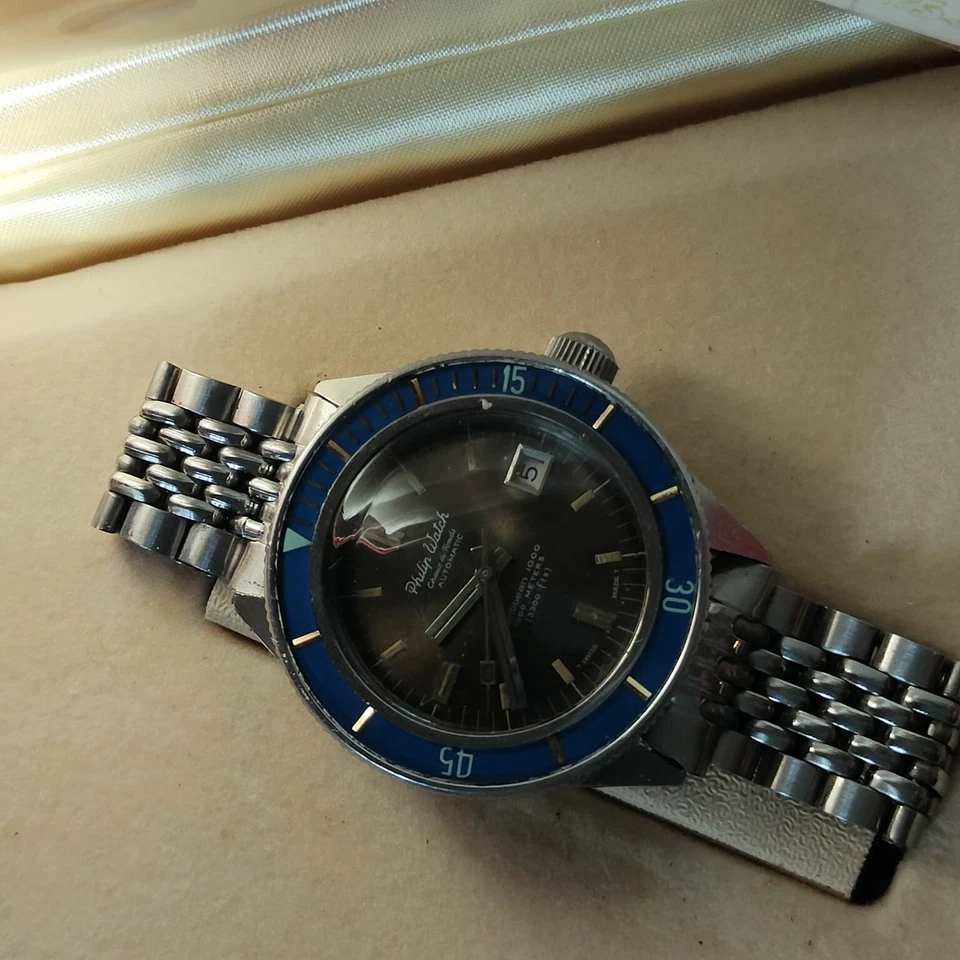 Philip Watch Caribbean 702 Diver 1000mt Rare Vintage 1960 39mm Bracelet Era - Image 4 of 4