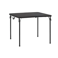 34" Square Resin Fold-in-Half Table, Rich Black