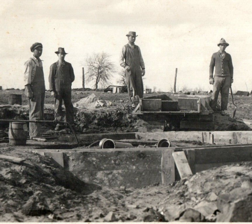 Work Crew Framing Pipes Barrel Digging Rubble Overalls RPPC Divided ...