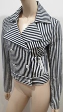 Jean's Paul Gaultier Navy Cream Cotton Stripe Double Breasted Blazer Jacket 44