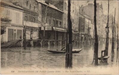 AK Hochwasser 1910 PARIS Rue st-Charles (996178)