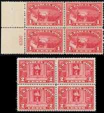 Q1-2, Mint F-VF HR 1-2¢ - Blocks of Four Parcel Post SCV $42 - Stuart Katz
