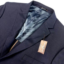 NEW Black Brown Jack Men's Slim Wool/Polyester Unlined Blazer Black   46L