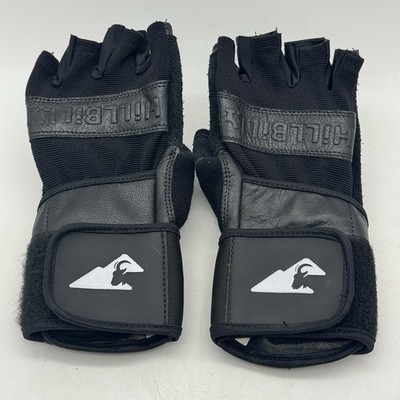 Hillbilly Wrist Guard Gloves Half Finger Black Leather Size Medium