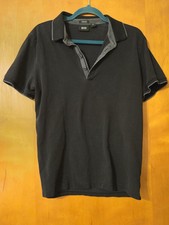 Boss Black Short Sleeved Polo Shirt With Gray Trim Size XL Reg Fit