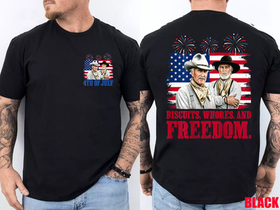 Western Cowboy Biscuits Freedom Fourth of July 2 Side T-Shirt