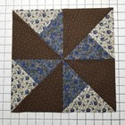 12 Blue Brown Turnstile Patchwork Quilt Blocks Handmade 12.5 inch square — photo 2