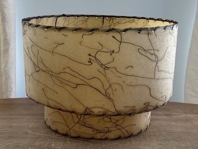 MCM Fiberglass 2-Tier Lamp Shade vintage Whip Stitch Drizzle Cowboy