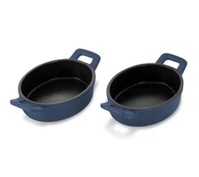 Geoffrey Zakarian Cast Iron Non-Stick Mini Baking Oval Pans- Set of 2- Blue