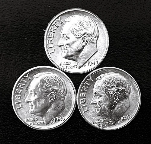 1946 P-D-S 10c SILVER Roosevelt Dimes, Year Set. BU  (R182)
