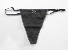Skims Women's Lightweight Cotton Lace String Thong NN7 Soot Tonal Small NWT