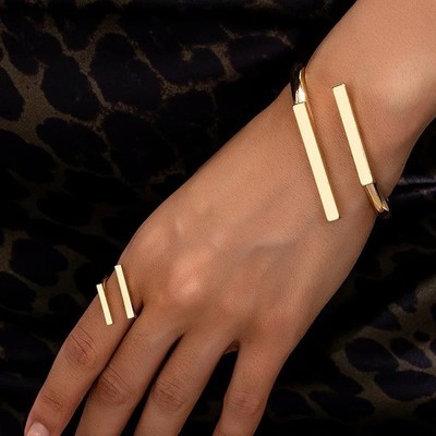 Mode einfaches Design geometrisch offen verstellbar Armband und Ring