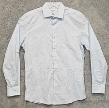 Bar III Mens Medium Slim Fit Cotton Dress Shirt Lt Blue Vine Print 15-15.5 new