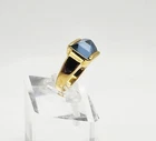 UTC Vintage Sterling Silver Vermeil Pyramid Cut Blue Topaz Ring Size 8.25