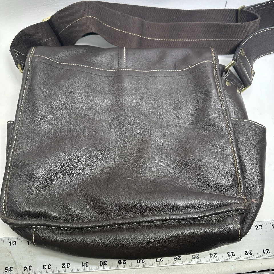 Bolso Bandolera Amerileather L Marrón Guijarro Cuero Forrado Bolsillos Foto 2 de 4