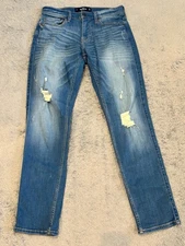 Hollister Jeans Mens 30x32 (30x31) Slim Taper Zip-Fly Medium Wash Blue Denim