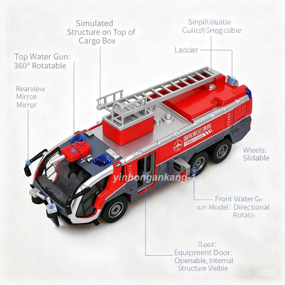 Camión de bomberos de rescate Kaidiwei 1/50 modelo de coche fundido a presión Foto 4 de 4