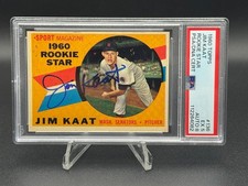 Signed Jim Kaat Rookie Card 1960 Topps #136  ⚾️ HOF ? PSA 5 Auto 8. rookie card picture