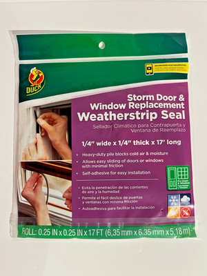 DUCK STORM DOOR & WINDOW  REPLACEMENT WEATHERSTRIP 1/4'' x 1/4'' x 17' NEW LOT 3