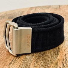 Vintage Y2K Gucci black canvas belt with silver-tone hardware Men s Large 45