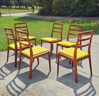 Set of 6 Danish Teak Dining Chairs Mid Century Modern