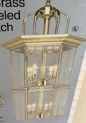 ANGELO Decorative Lighting Solid Brass 8 Lights Beveled Glass Panels 18  x  27 