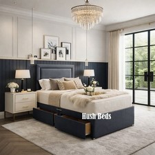 Stylish Plush Velvet Bumper Bar Divan Bed Frame with Drawers, Storage 2ft6 & 3ft