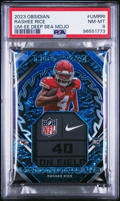 Rashee Rice 2023 Obsidian Unbreakable Laundry Tag Mojo 4/5 PSA 8 Jersey Number