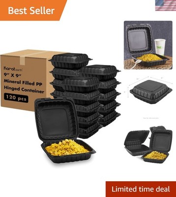 Clamshell Take Out Food Containers [9''x9'' - 120 ct] To Go Containers | Microw...