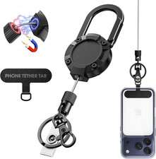 Cell Phone Lanyard Anti-Theft Phone Tether - Retractable Steel Line, Locking Mag