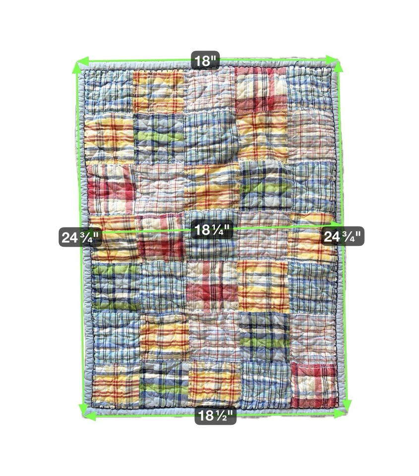 2 POTTERY GRANERO NIÑOS MADRAS CUADROS AZUL ROJO RETAZOS STD ALMOHADA SHAM Chambray Foto 2 de 4