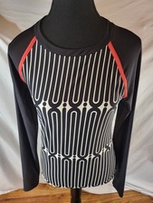 Trina Turk Black White Geometric Size Small Long Sleeve Rash Guard