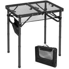 REDCAMP Small Folding Grill Table for Outside, 3 Heights Adjustable Lightweig...