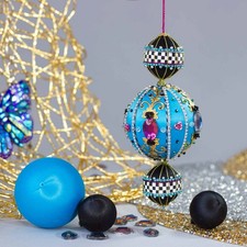 Beaded Sequin Christmas Satin Ornament Push Pin Kit DIY Arabesque