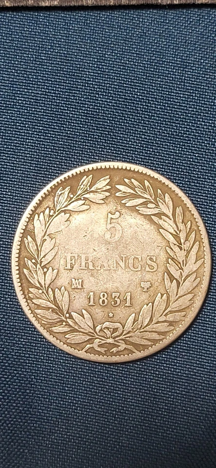5 FRANCS LOUIS PHILIPPE - 1831 MA - TRANCHE EN CREUX - FACTURE CGB - Photo 2/2
