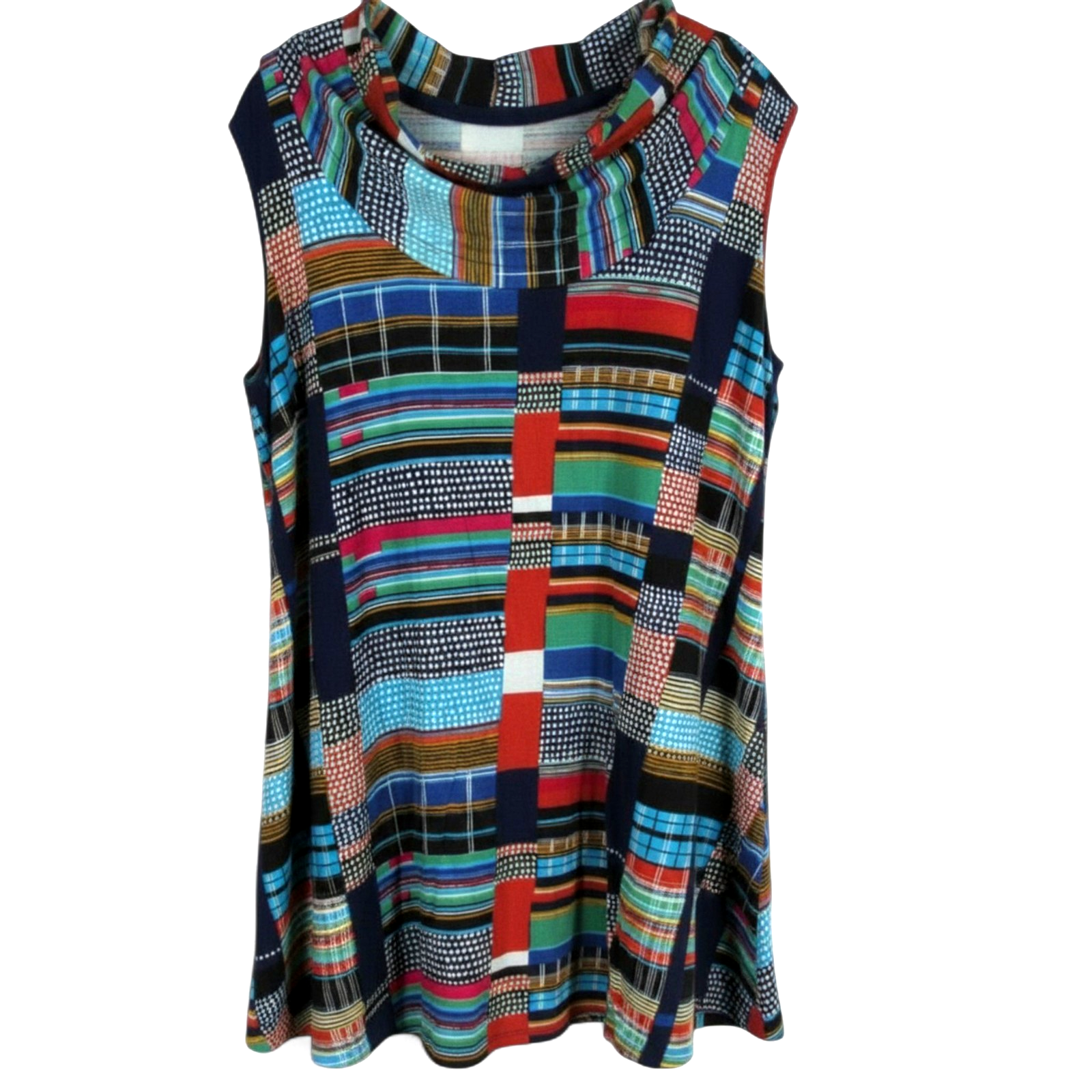 PARSLEY & SAGE Multicolor PATCHWORK Sleeveless COWL NECK Tunic Top/Blouse Sz 1X