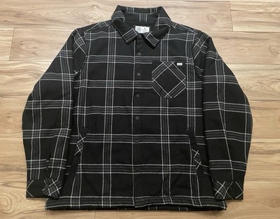 NWT Hurley Jacket Mens XL Black Plaid YO Flannel Sherpa Lined Bonded Snap Front