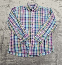 Alan Flusser Long Sleeve Button Up Shirt Colorful Plaid/Striped Men  s Large
