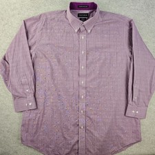 Paul Fredrick Dress Shirt Mens 18.5 34 Classic Fit Non Iron Purple Check Button