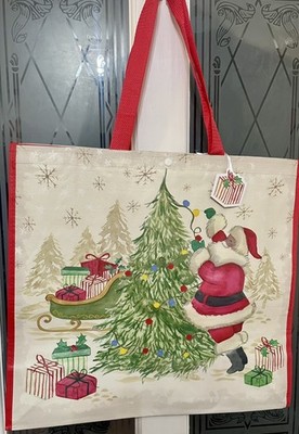 TJ MAXX - Weihnachten große wiederverwendbare Einkaufstasche Öko Tasche mit Druckknopfverschluss